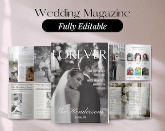 Wedding Magazine Template, Editable Canva Program (Digital Download)