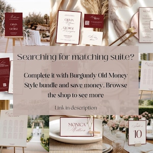 Burgundy Wedding Invitation Classy Suite Luxury Old Money Template Elegant Red and Cream Invitation Set Timeless Wedding Invite Cream image 4