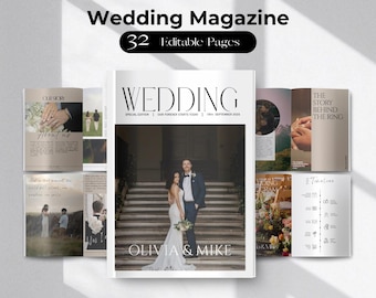 Wedding Magazine Template, Editable Wedding Programs, Wedding Booklet, Wedding Itinerary, Wedding Welcome Gifts, Custom Canva Template