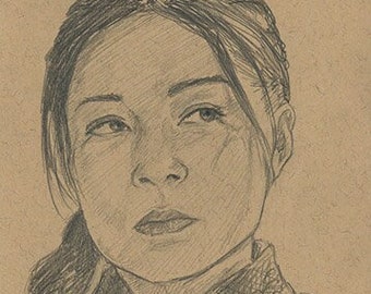 Ming-Na Wen - portrait sketch - Pencil Artwork Print by Brandy Woods