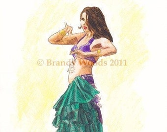 Sexy Belly Dance Gypsy fantasy art print - Brandy Woods
