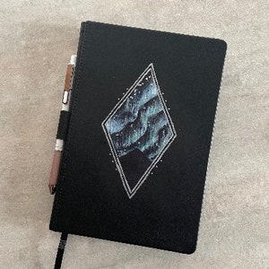 Aurora Borealis Northern Lights Night Sky - Galaxy Edges - One-of-a-kind Hand-Painted Blank Dot Grid Journal Notebook