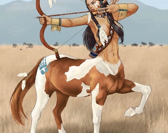 Whitefeather - Native American inspired Centaur fantasy art illustration print - Brandy Woods