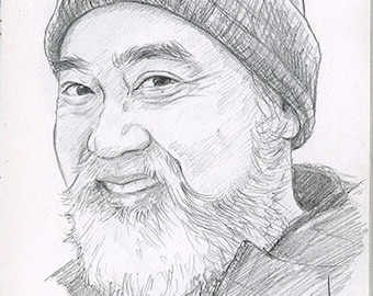 Paul Sun-Hyung Lee - portrait sketch - Pencil Artwork Print by Brandy Woods