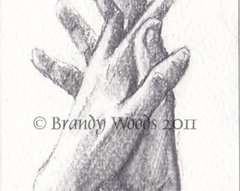 Romance Sweet Love Heart Hands Wedding ACEO SFA art print Brandy Woods