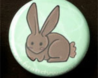 Cute Brown Bunny Rabbit 1-1/2" button pin cute nature wildlife - Brandy Woods