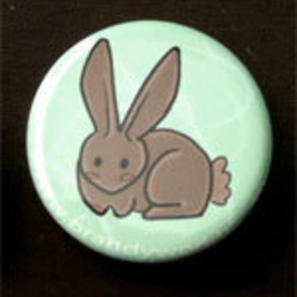 Cute Brown Bunny Rabbit 1-1/2" button pin cute nature wildlife - Brandy Woods