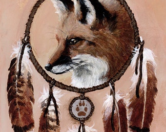 Native American Shaman Fox Medicine Wheel art print - Brandy Woods