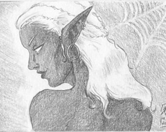 D&D Fantasy Drow gothic goth emo Dark Elf Fairy original ACEO art card Brandy Woods