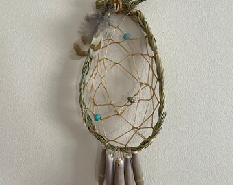 Sea and Sky - Sweetgrass Dreamcatcher - Grouse Feather - Sea Urchin Spines