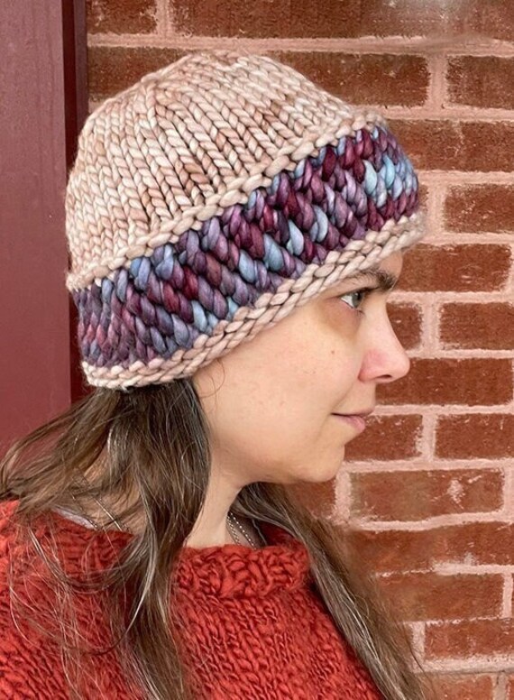 Hand-dyed Merino Wool Knit Beanie: Warm Winter Hat - Etsy display picture 3