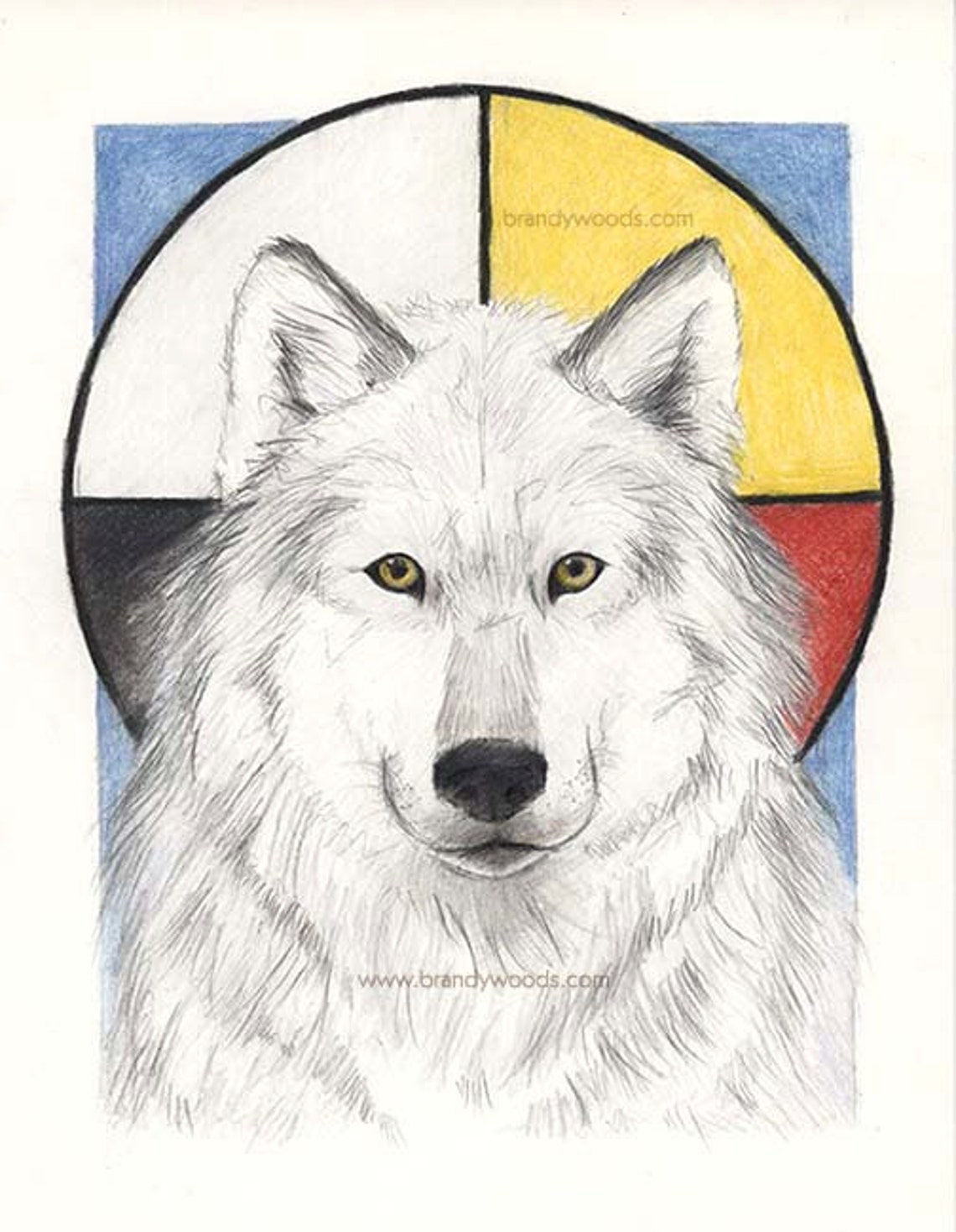 Native American Inspired Medicine WOLF Spirit Manitou Totem Healer Art