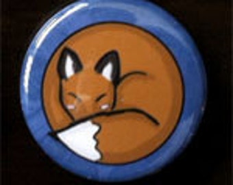 Cute Sleeping Red Fox 1-1/2" button pin cute nature wildlife - Brandy Woods