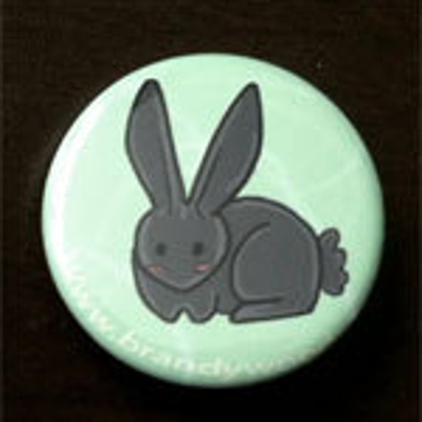 Cute Grey Black Bunny Rabbit 1-1/2" button pin cute nature wildlife - Brandy Woods