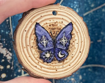 DESNA - Pathfinder Goddess RPG Butterfly icon token - Stars Dreams Travel Blessing - Woodburning