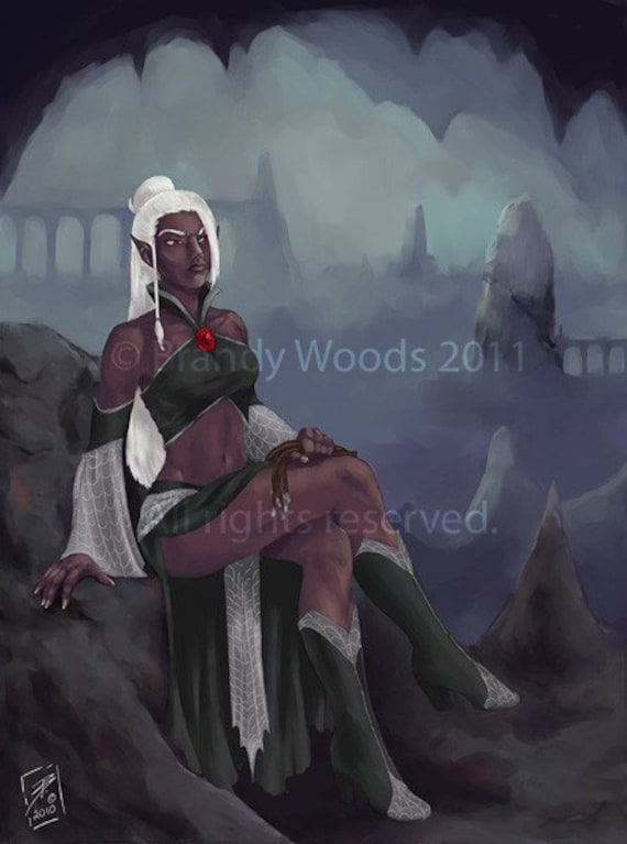 Dark Elf Drow Underdark Fantasy Art Print Brandy Woods Etsy Dark Elf Drow Underdark Fantasy Art Print Brandy Woods Etsy