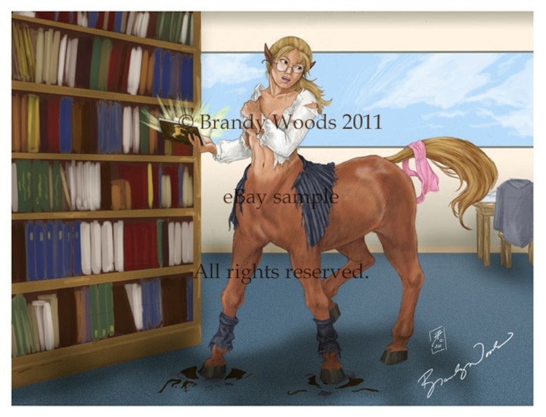 Funny fantasy magic transformation CENTAUR girl art print Brandy Woods image 1
