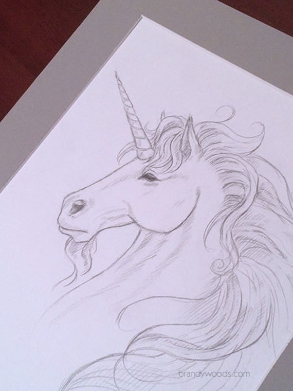 Retrato de unicornio de fantasía en grafito Dibujo a lápiz - Etsy España