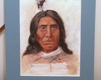 Chief Red Cloud - Lakota Native American Indian First Nations Inspired painting art print - Brandy Woods