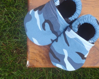 Baby Shoes - Blue and Black Camouflage - Custom Sizes 0-3 3-6 6-12 12-18 18-24 months 2T 3T 4T by littlehouseofcolors