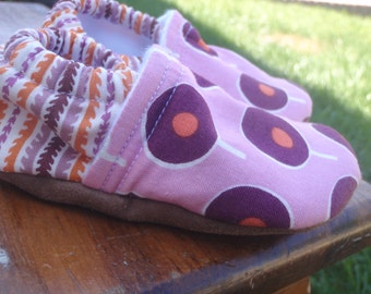 Purple and Orange Baby Shoes - Made to Order Sizes 0-24 months 2T-4T by Little House of Colors