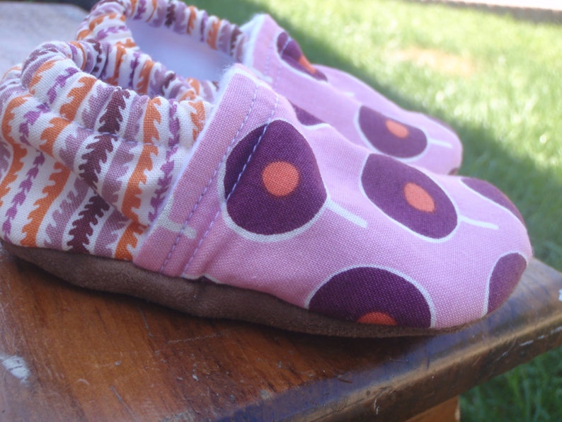 Purple and Orange Baby Shoes Made to Order Sizes 0-24 months 2T-4T by Little House of Colors image 1
