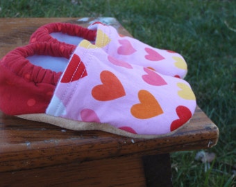 Baby Shoes - Valentine's Day Hearts - Pink, Red and Orange - Custom Sizes 0-24 months 2T-4T