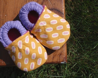 Baby Shoes - Lavender Purple and Mustard Yellow and Pink - Modern Geometric Bead Print - Custom Sizes 0-24 months 2T-4T