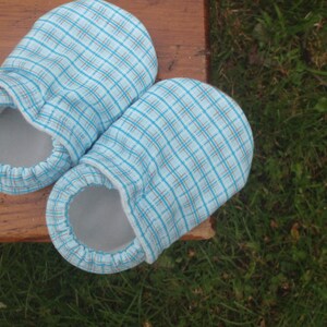 Baby Shoes - Blue Plaid - Custom Sizes 0-3 3-6 6-12 12-18 18-24 months 2T 3T 4T by Little House of Colors