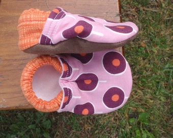 Baby Shoes - Modern Lavender and Plum and Orange Print - Made to Order Sizes 0-24 months 2T-4T