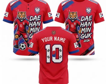 Conjunto de camiseta de fútbol de Corea del Sur 2026, camiseta de béisbol con botones, polo y jersey de aficionado.