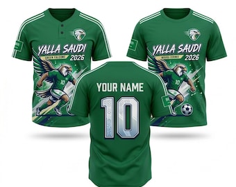 Conjunto de camiseta de fútbol de Arabia Saudita 2026, camiseta de béisbol con botones, polo y jersey de aficionado.