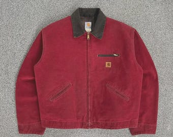 ジャケット・アウター vintage 90s made in USA Carhartt jkt Vintage 90s Carhartt Jacket Mens XL Cherry Red Cotton Canvas