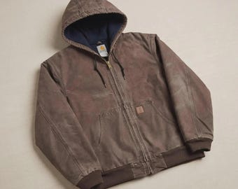 90s 攻殻機動隊carhartt active jacket Vintage 1990s Brown Carhartt Active Jac Jacket / Workwear