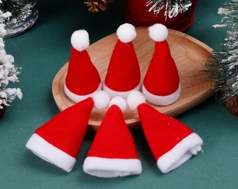 Mini Santa Hat Wine Bottle Covers Non-Woven Fabric Lollipops Caps Christmas Bottles Holder Kitchen Tableware Dinner Decoration