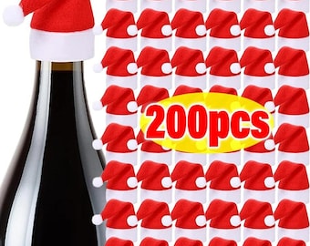 Velvet Mini Santa Hats Wine Bottle Covers Christmas Tableware Holder Lollipop Caps Bottles Bags Xmas Home Party Decor, DIY Party Decoration