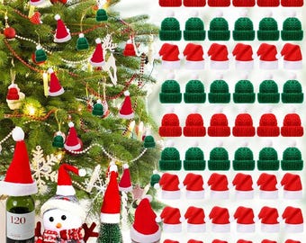 Lot De 24 Mini Bonnets Et écharpes De Noël En Laine – Pour Décorer Poupées, Bouteilles, Cadeaux…