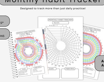 Printable Monthly Habit Tracker: Circle Design (Digital Printable)