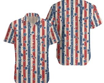 America 250th Anniversary Patriotic Hawaiian Shirt Stars Stripes
