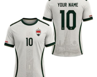 Iraq Soccer Jersey, Custom Name Number Iraq Football Fan Shirt Unisex