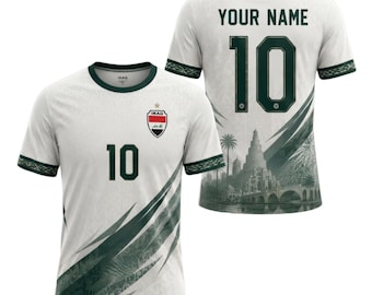 Iraq Soccer Jersey, Custom Name Number Iraq Football Fan Shirt Unisex