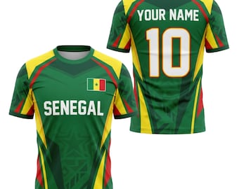 Senegal Soccer Jersey, Custom Name Number Senegal Football Fan Shirt