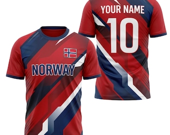 Norway Soccer Jersey, Custom Name Number Norway Football Fan Shirt