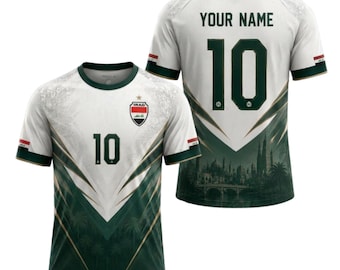 Iraq Soccer Jersey, Custom Name Number Iraq Football Fan Shirt Unisex