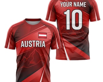 Austria Soccer Jersey, Custom Name Number Austria Fan Shirt