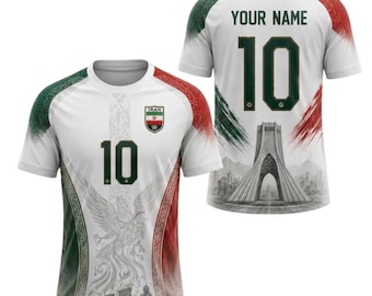 Iran Soccer Jersey, Custom Name Number Iran Football Fan Shirt Unisex
