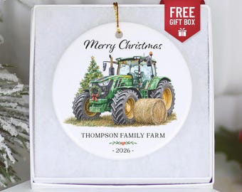 Personalized Farm Christmas Ornament 2026, Custom Family Farm Gift, Tractor or Harvester