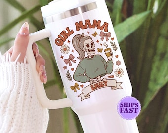 Personalized Girl Mom Tumbler - Custom Gift Coffee Travel Mug for Mother of Girls - Mother's Day Gift