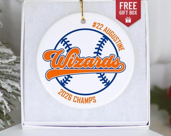 Personalized Baseball Christmas Ornament with Player Name, Number and Team Name
