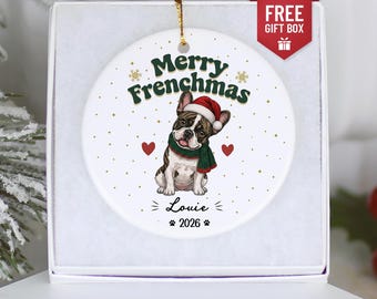 Personalized French Bulldog Christmas Ornament 2026, Custom Frenchie Name Keepsake, Dog Mom Gift